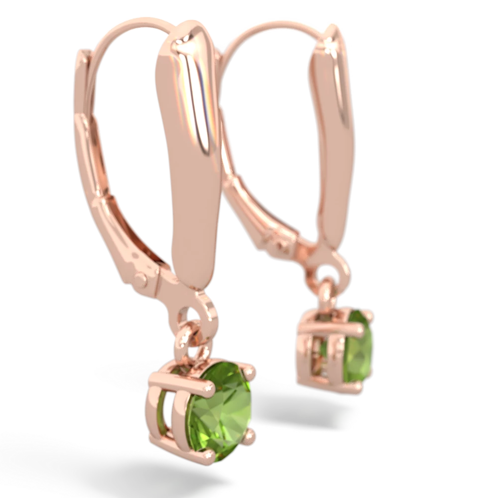 Peridot 5Mm Round Lever Back 14K Rose Gold earrings E2785