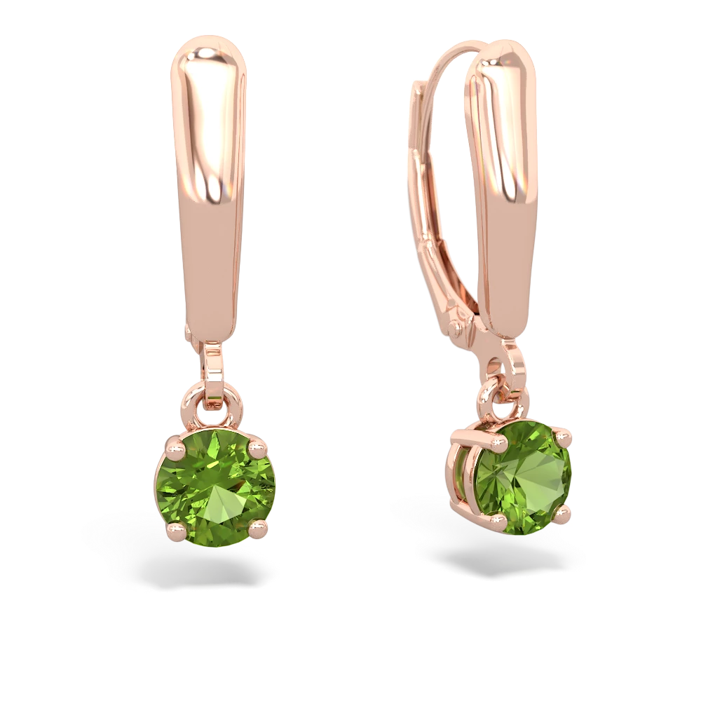 Peridot 5Mm Round Lever Back 14K Rose Gold earrings E2785