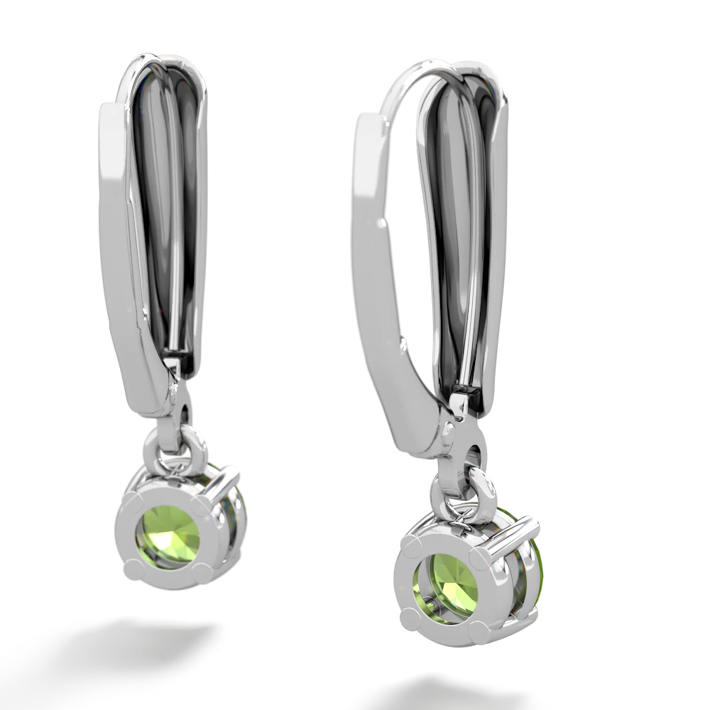 Peridot 5Mm Round Lever Back 14K White Gold earrings E2785