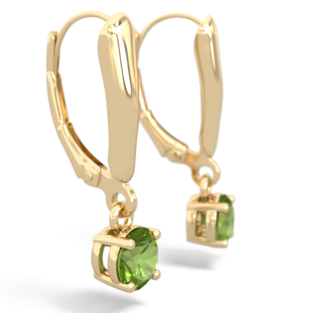 Peridot 5Mm Round Lever Back 14K Yellow Gold earrings E2785