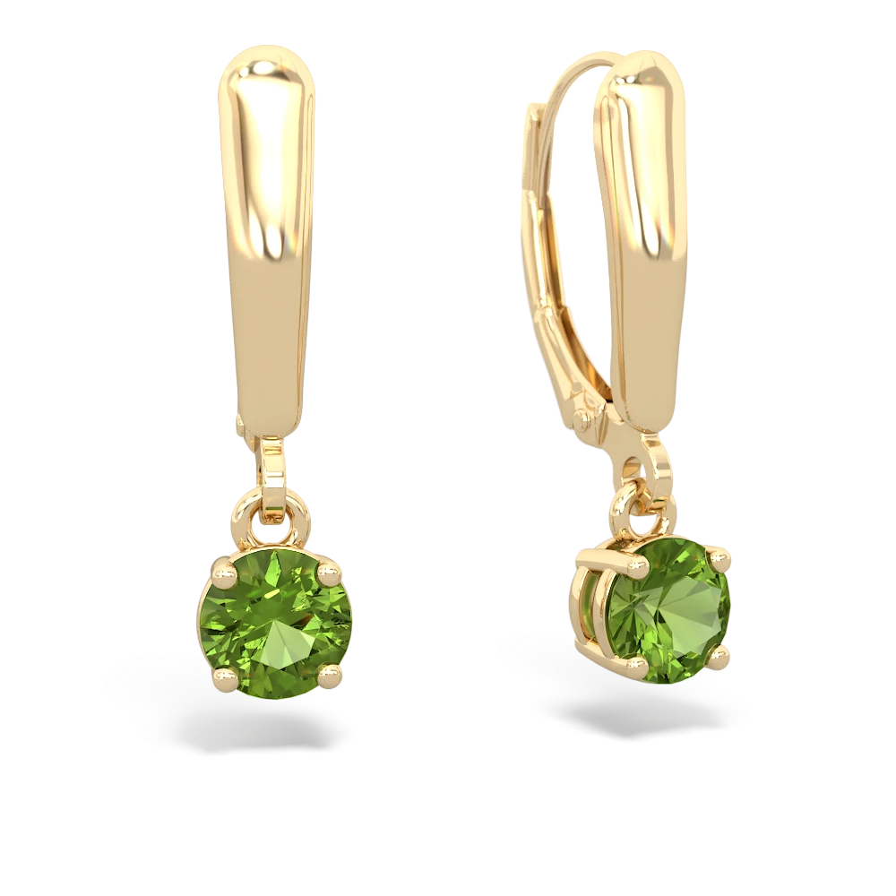 Peridot 5Mm Round Lever Back 14K Yellow Gold earrings E2785