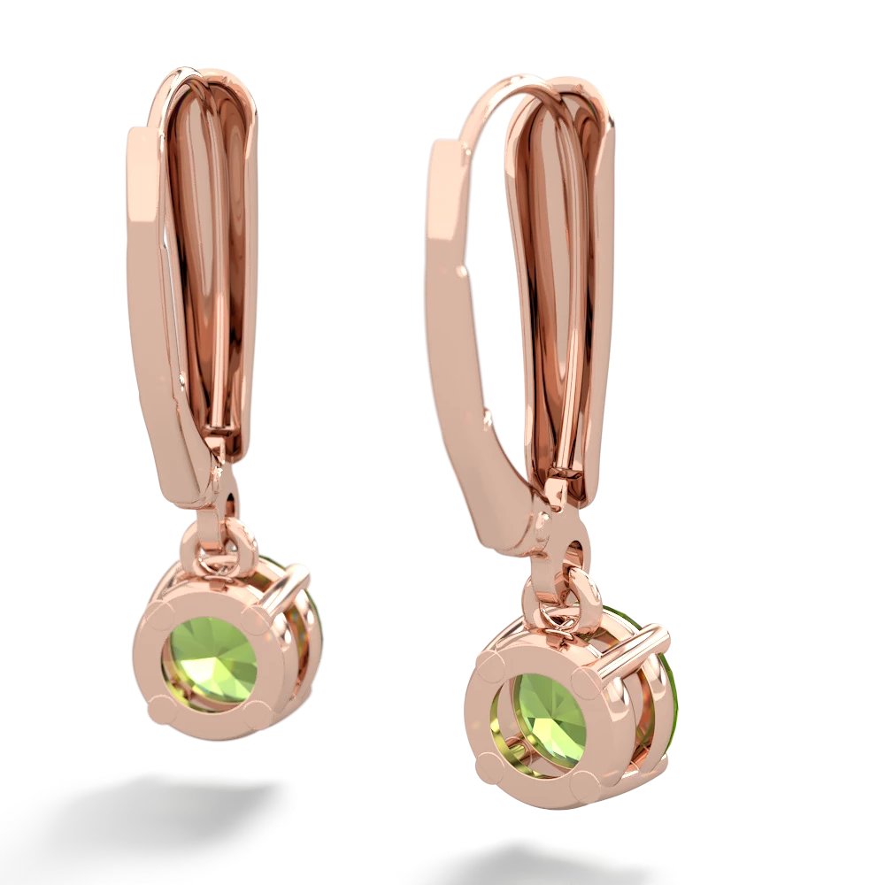 Peridot 6Mm  Round Lever Back 14K Rose Gold earrings E2786