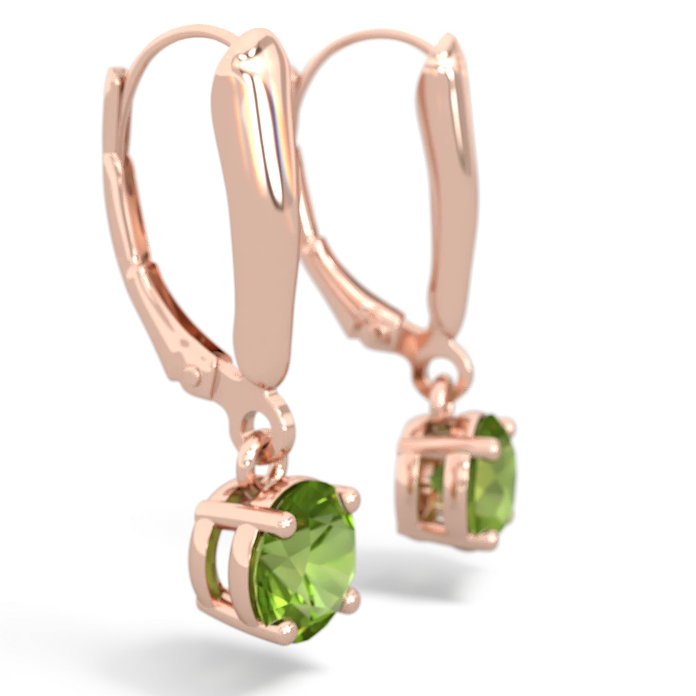 Peridot 6Mm  Round Lever Back 14K Rose Gold earrings E2786