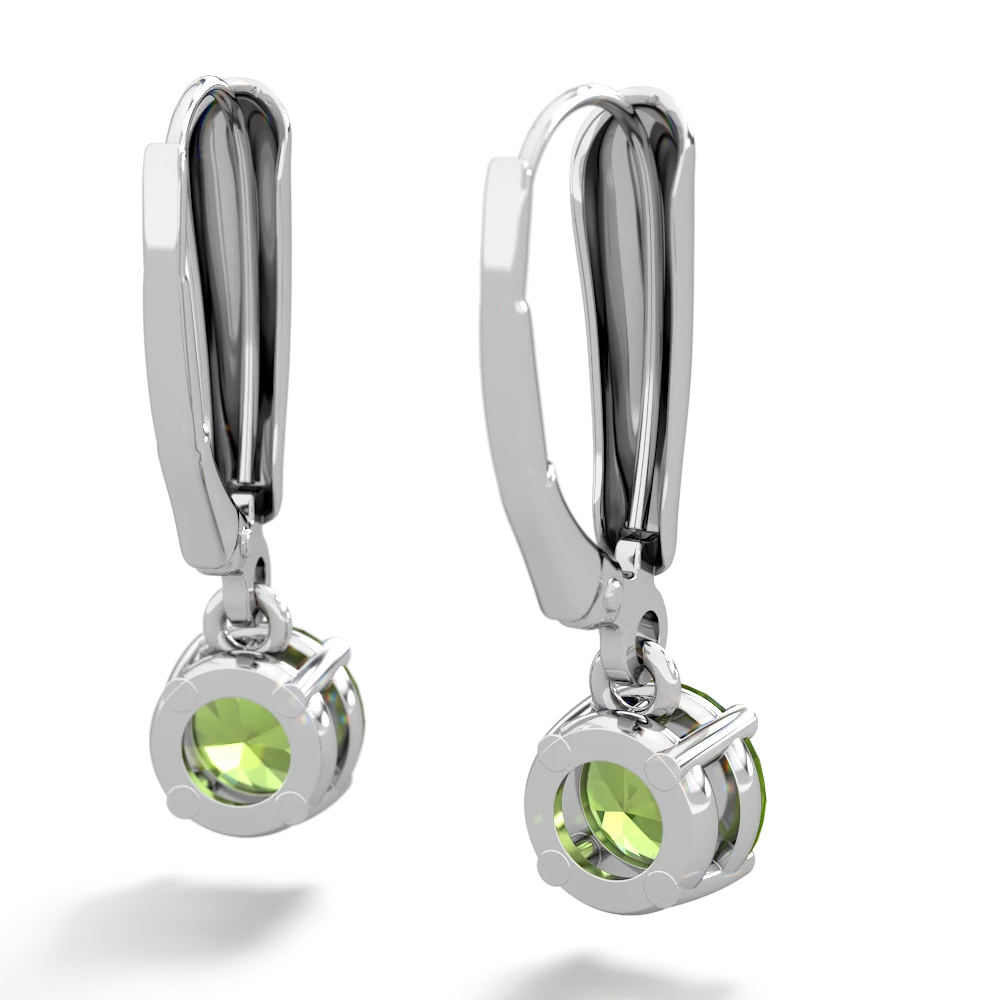 Peridot 6Mm  Round Lever Back 14K White Gold earrings E2786