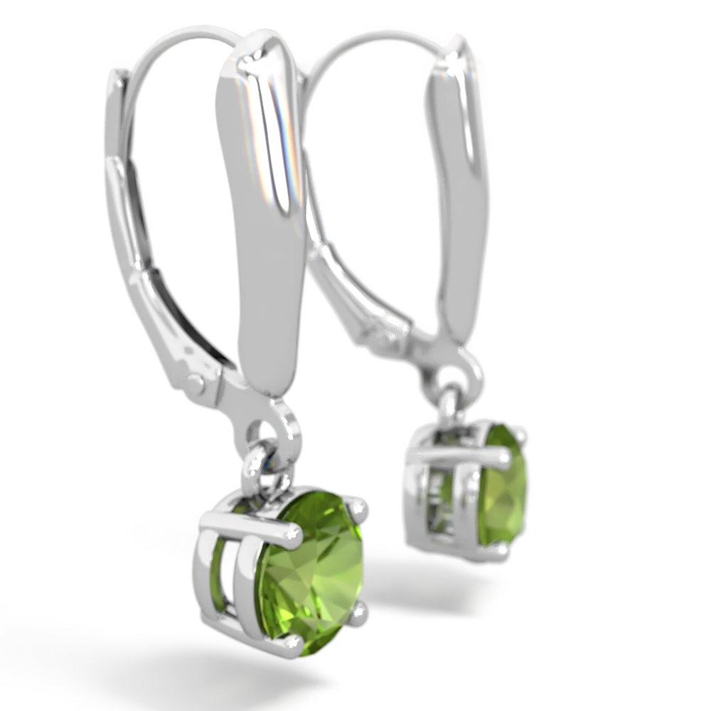 Peridot 6Mm  Round Lever Back 14K White Gold earrings E2786