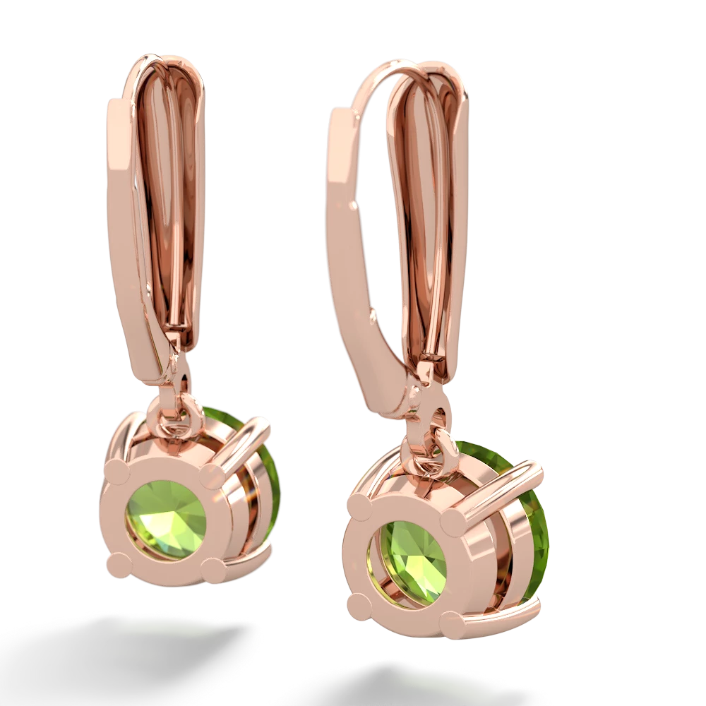 Peridot 8Mm  Round Lever Back 14K Rose Gold earrings E2788