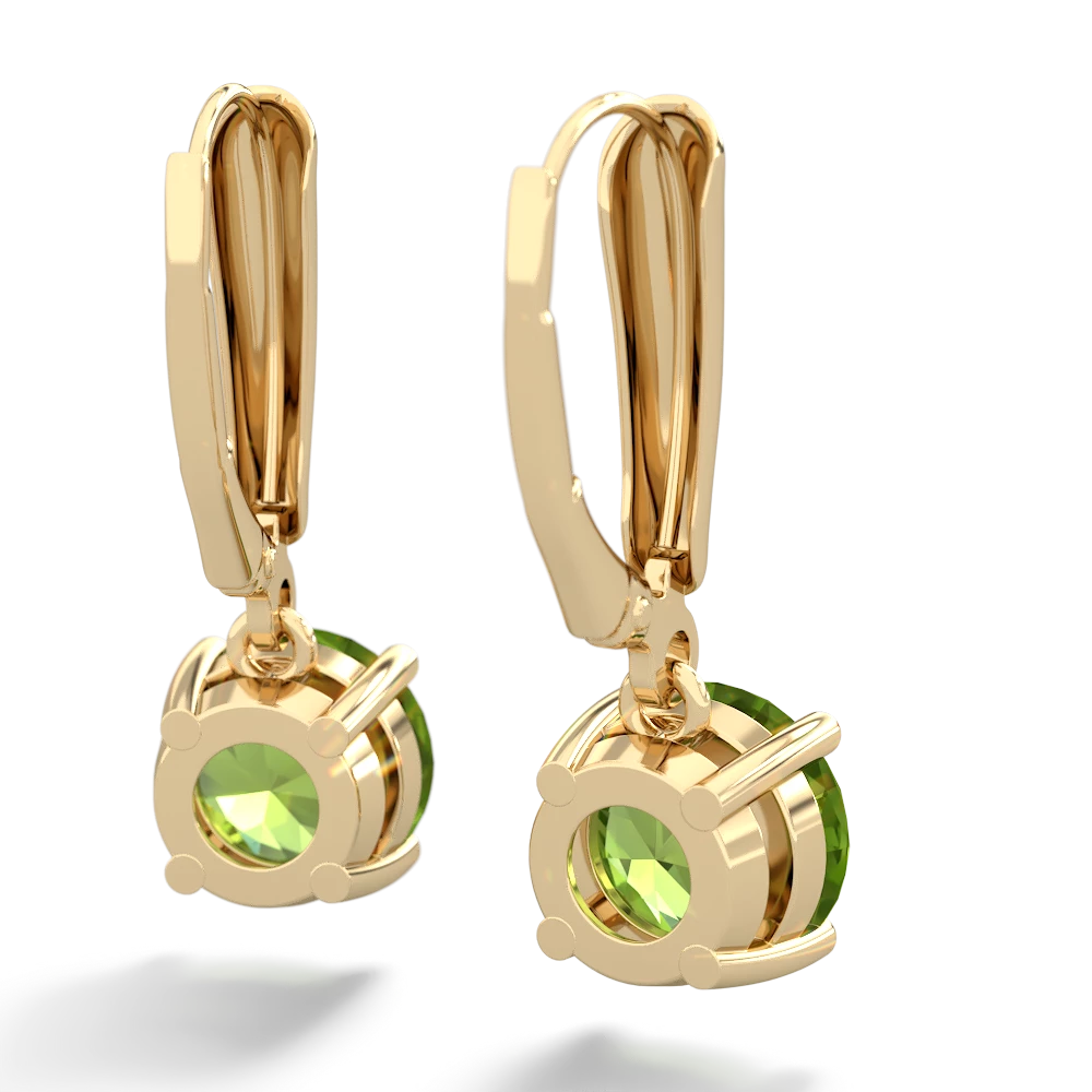 Peridot 8Mm  Round Lever Back 14K Yellow Gold earrings E2788