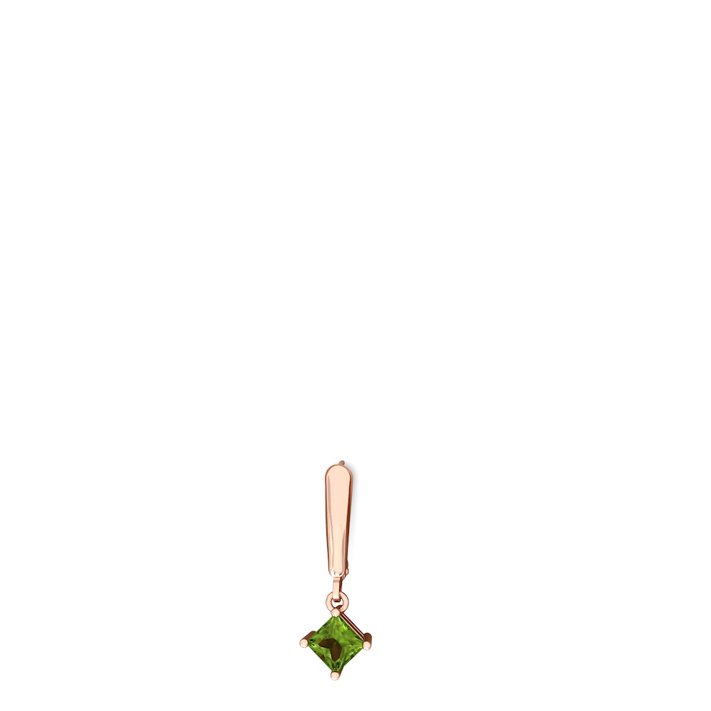 Peridot 6Mm Princess Lever Back 14K Rose Gold earrings E2789