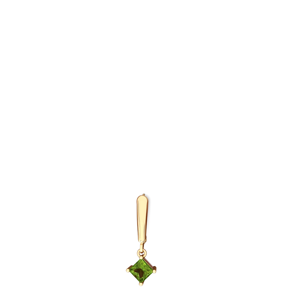 Peridot 6Mm Princess Lever Back 14K Yellow Gold earrings E2789