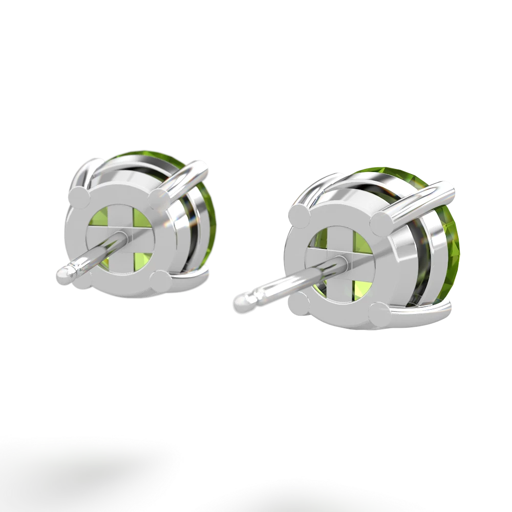 Peridot 8Mm Round Stud 14K White Gold earrings E1788