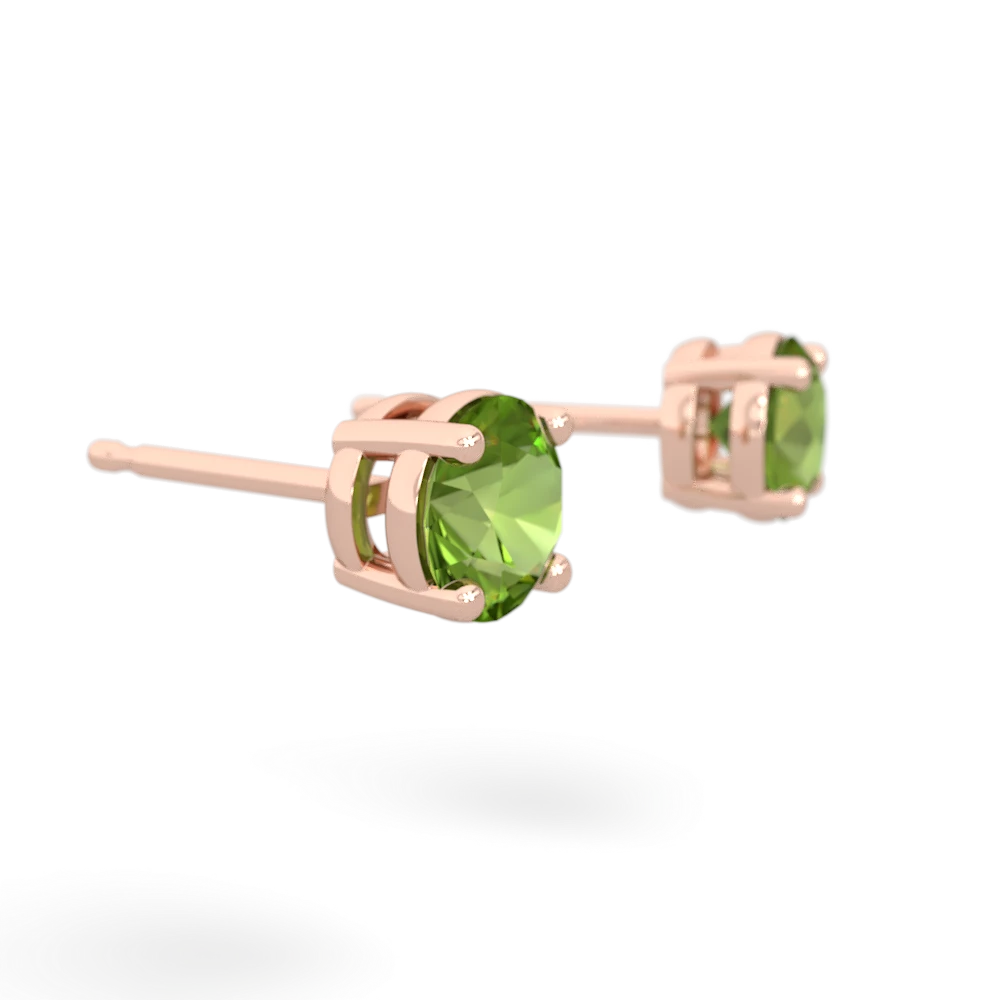 Peridot 5Mm Round Stud 14K Rose Gold earrings E1785