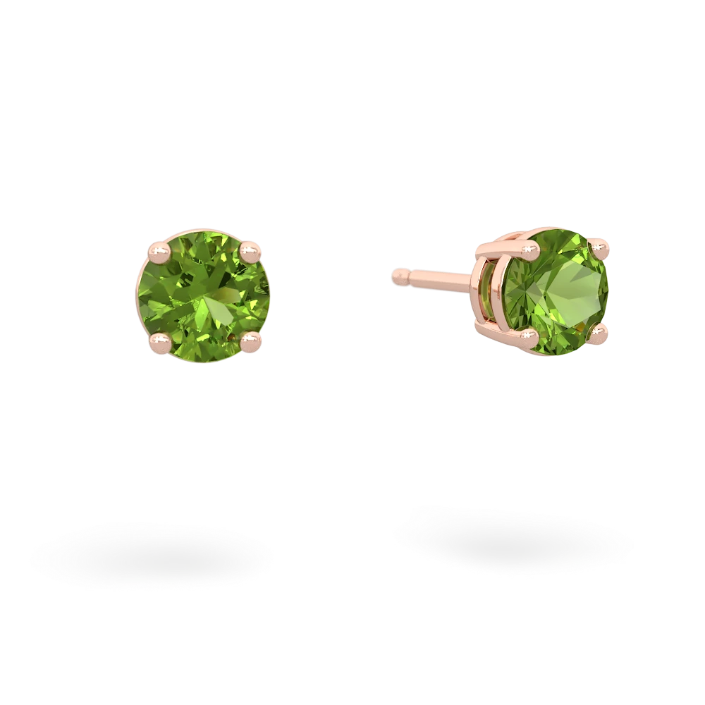 Peridot 5Mm Round Stud 14K Rose Gold earrings E1785