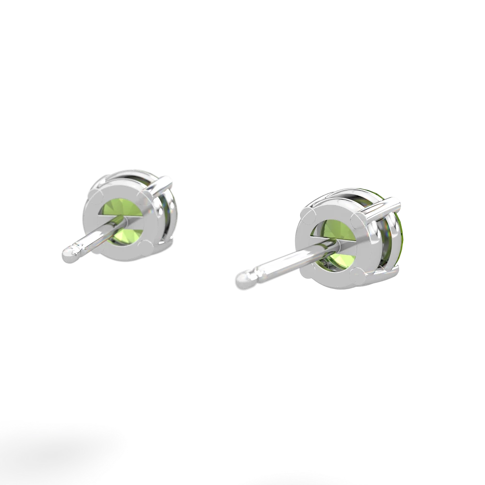 Peridot 5Mm Round Stud 14K White Gold earrings E1785