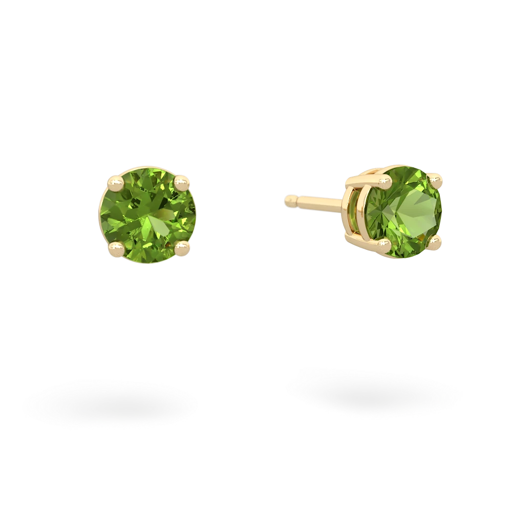 Peridot 5Mm Round Stud 14K Yellow Gold earrings E1785