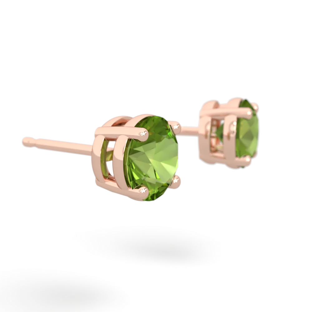 Peridot 6Mm Round Stud 14K Rose Gold earrings E1786