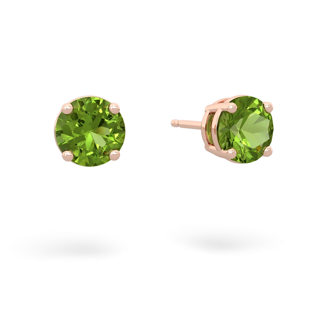 Peridot 6Mm Round Stud 14K Rose Gold earrings E1786