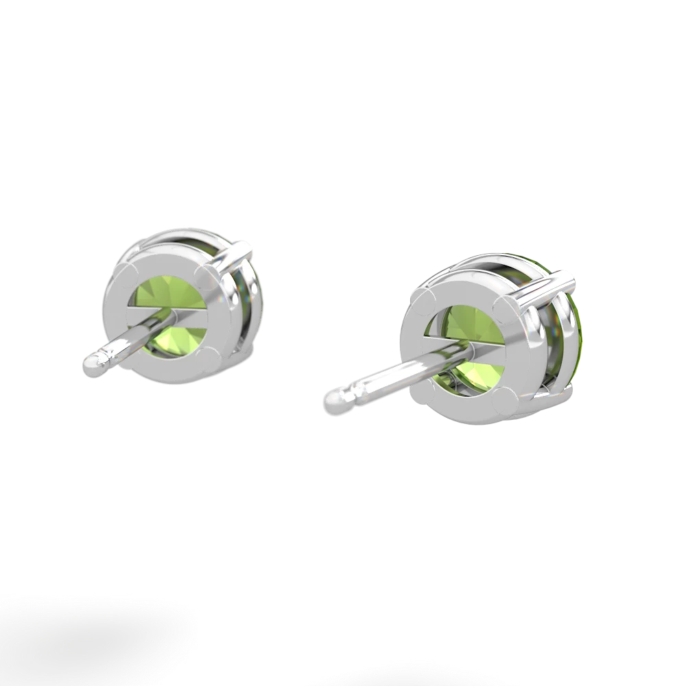 Peridot 6Mm Round Stud 14K White Gold earrings E1786