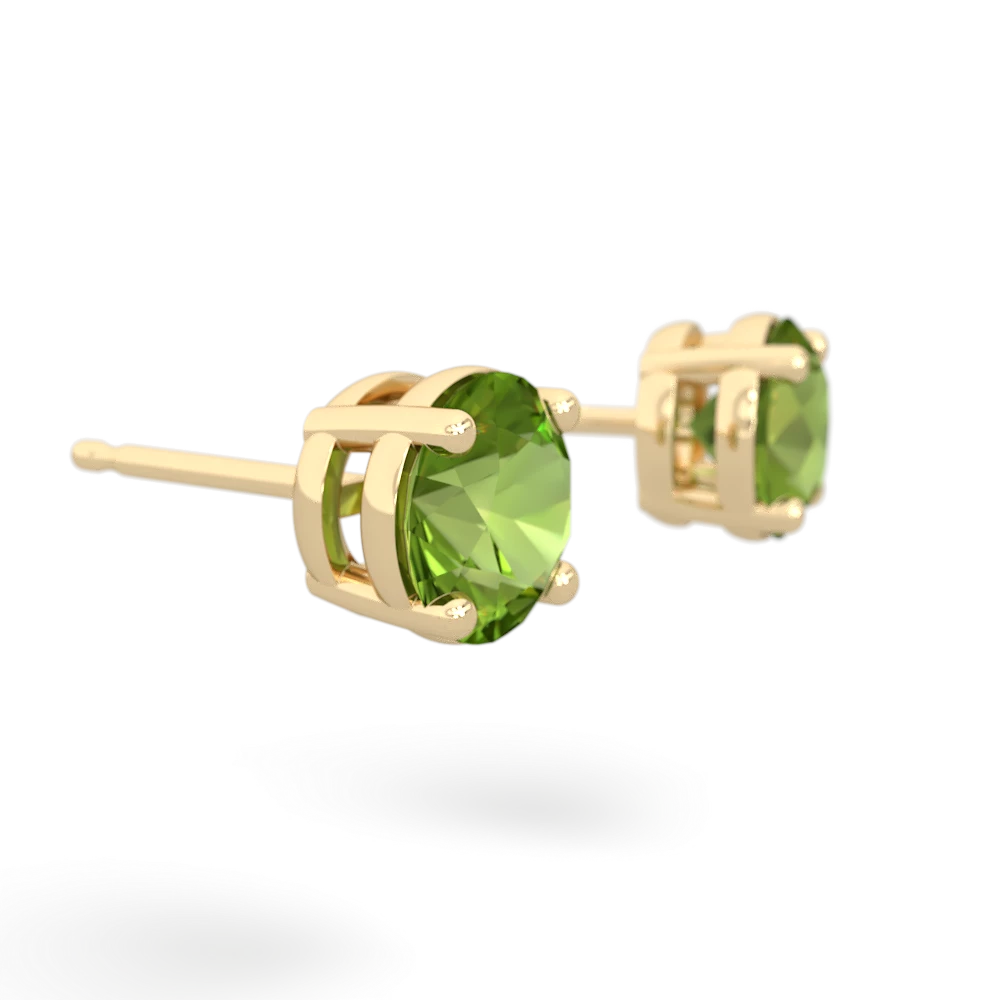 Peridot 6Mm Round Stud 14K Yellow Gold earrings E1786