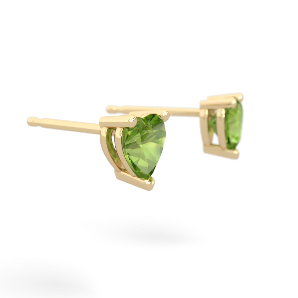 Peridot 5Mm Heart Stud 14K Yellow Gold earrings E1861