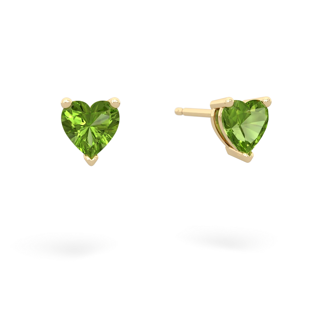 Peridot 5Mm Heart Stud 14K Yellow Gold earrings E1861