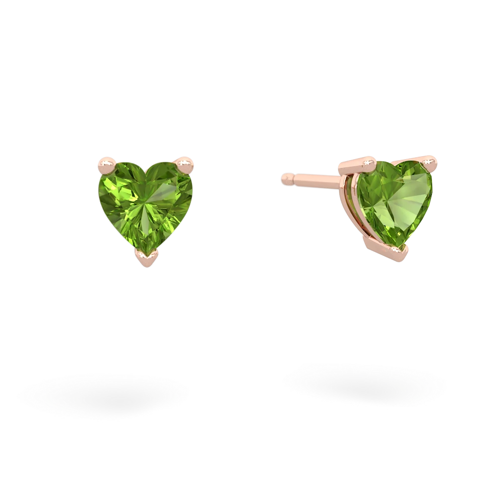 Peridot 5Mm Heart Stud 14K Rose Gold earrings E1861