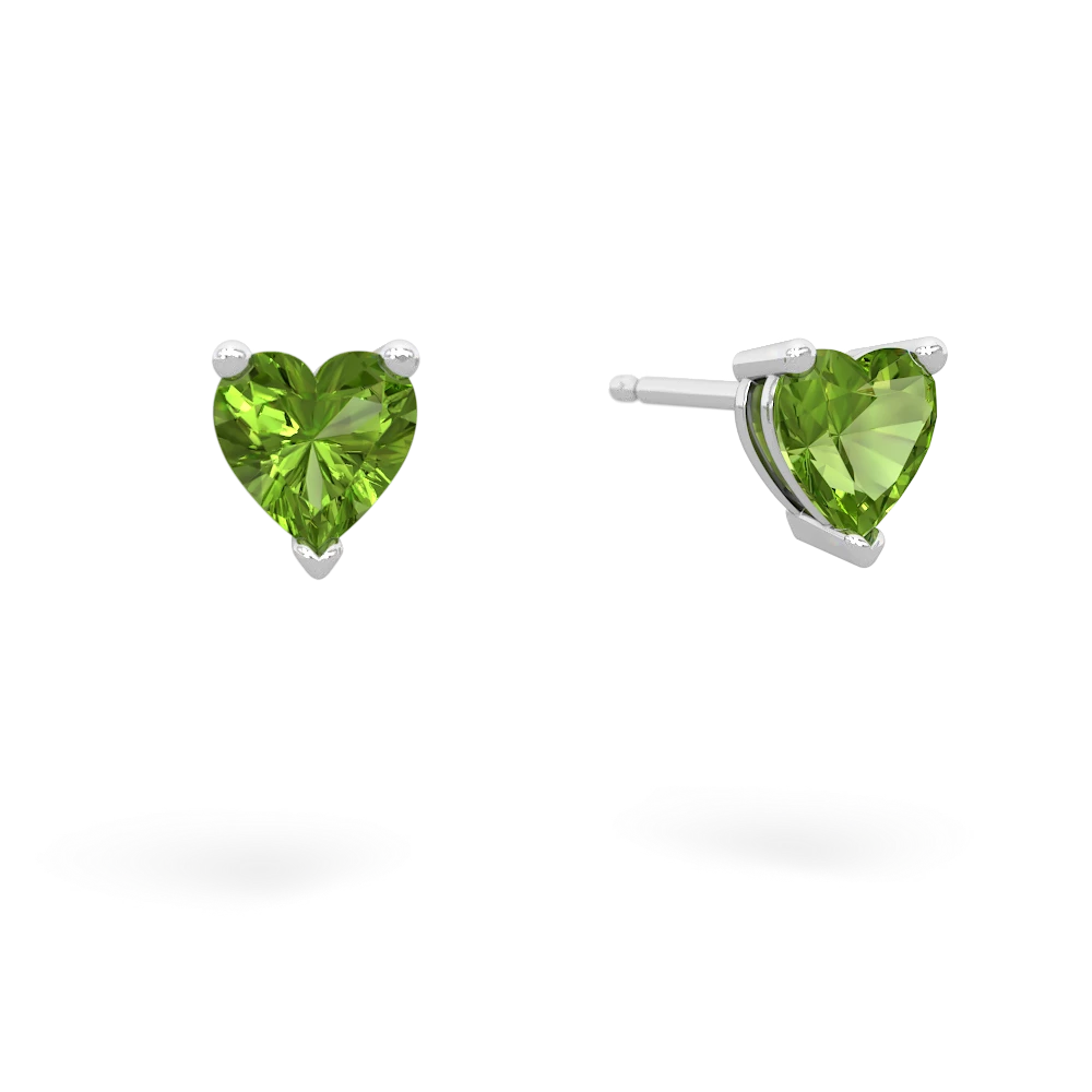 Peridot 5Mm Heart Stud 14K White Gold earrings E1861