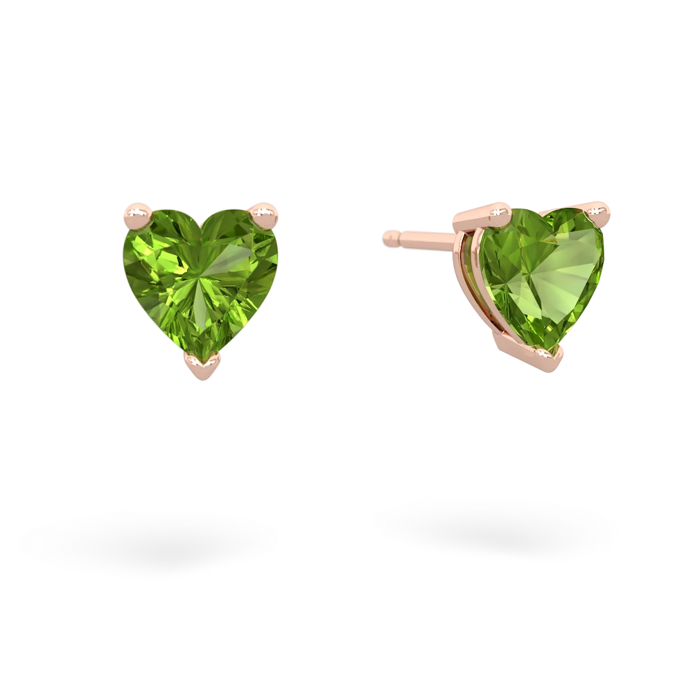 Peridot 6Mm Heart Stud 14K Rose Gold earrings E1862