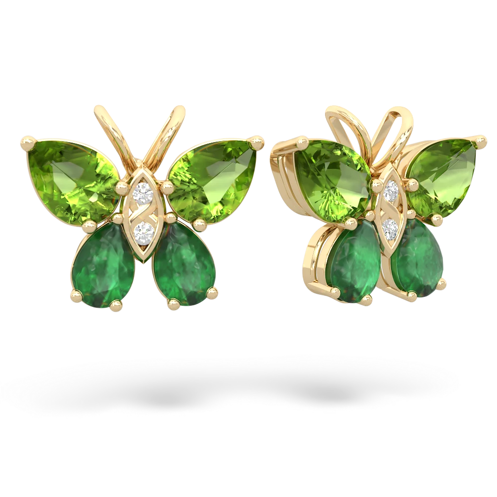 Peridot Butterfly 14K Yellow Gold earrings E2215