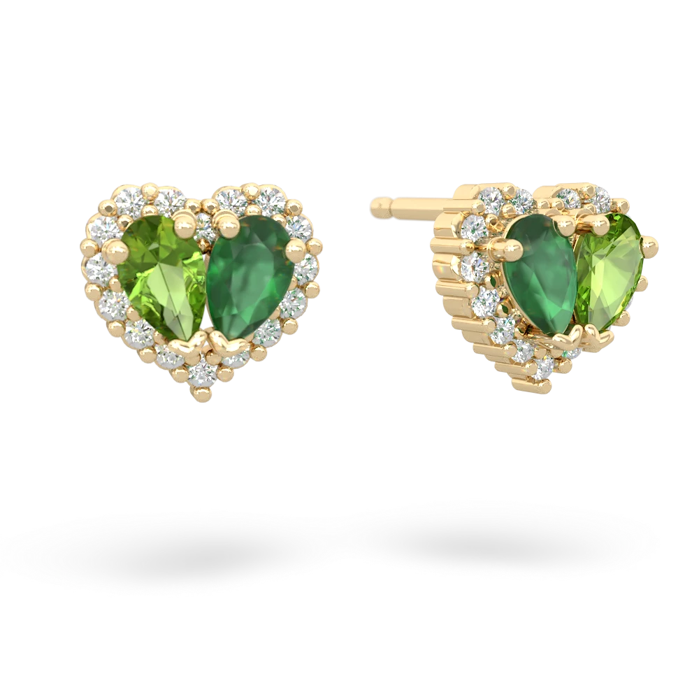 Peridot Halo 14K Yellow Gold earrings E7008
