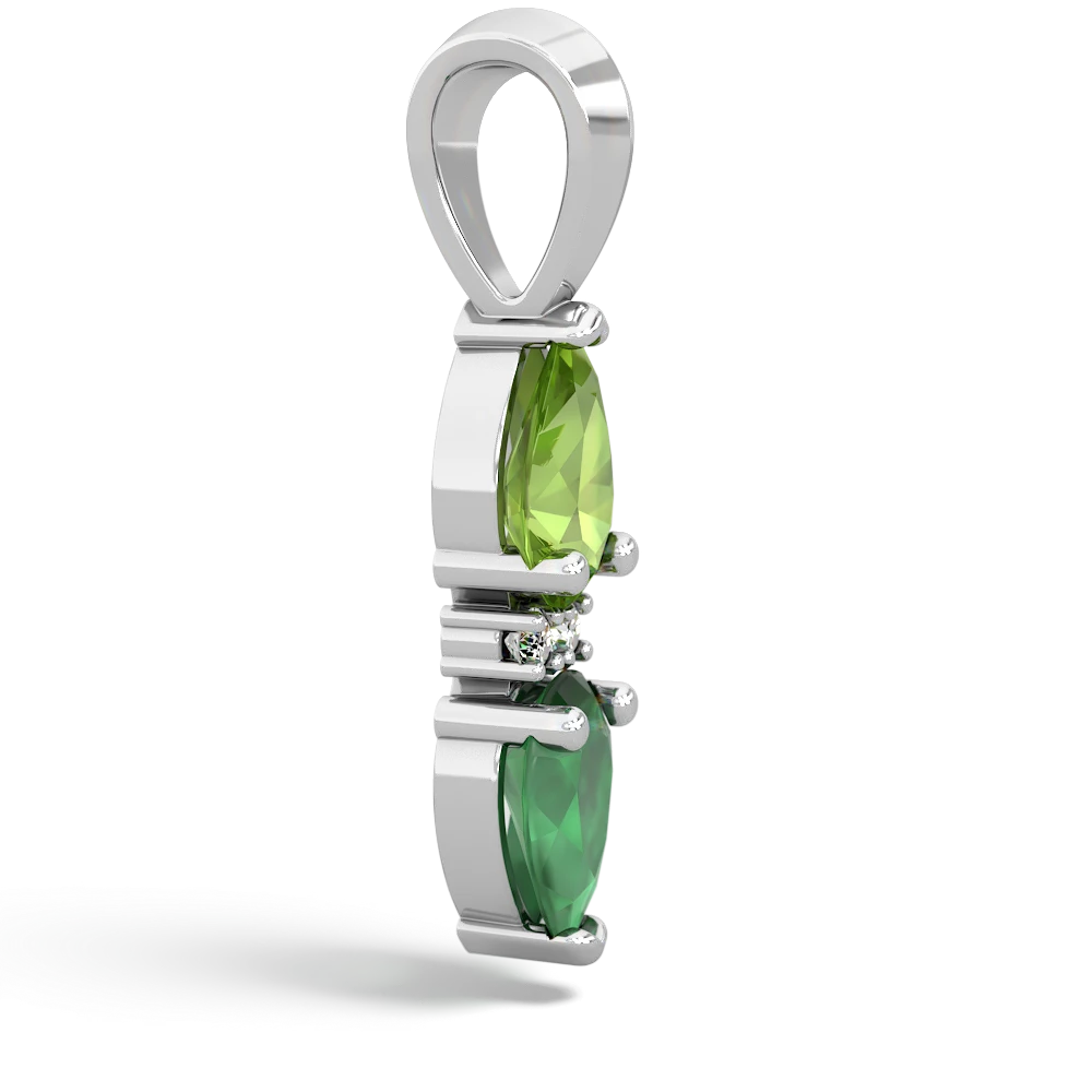 Peridot Bowtie Drop 14K White Gold pendant P0865