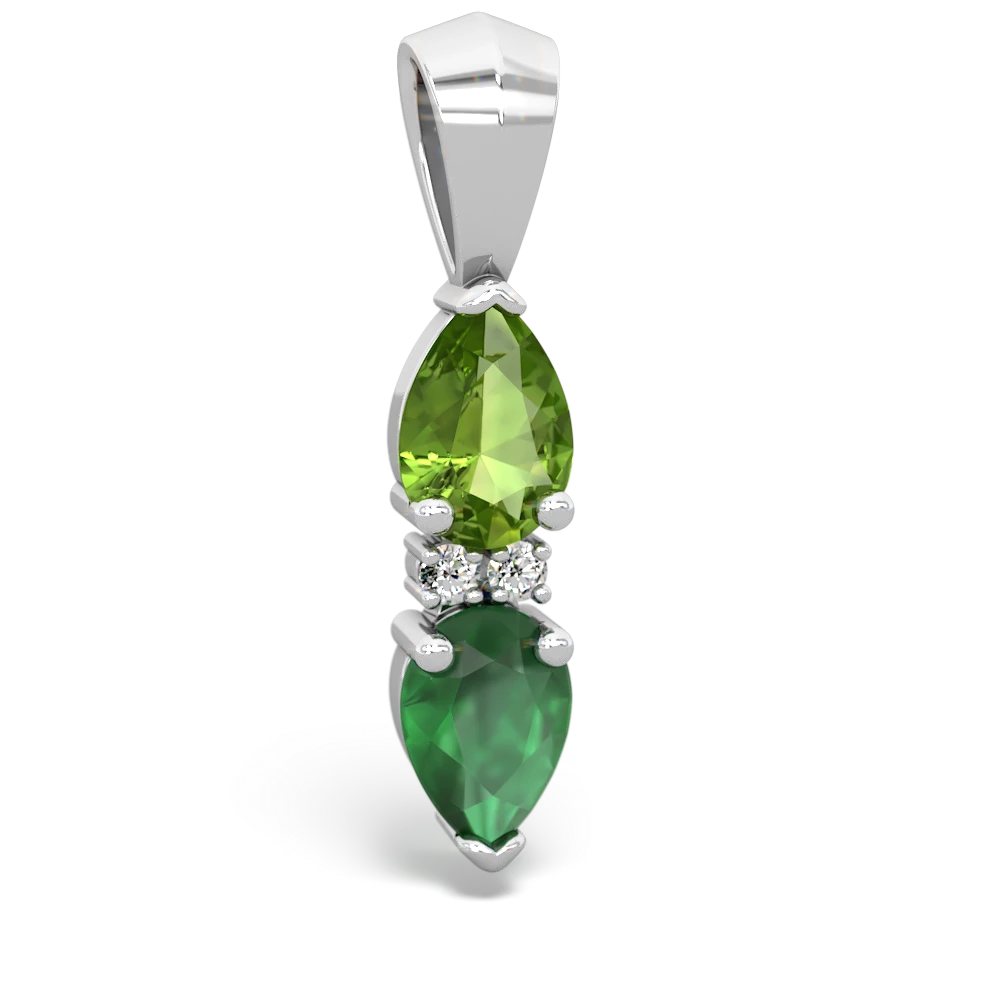 Peridot Bowtie Drop 14K White Gold pendant P0865