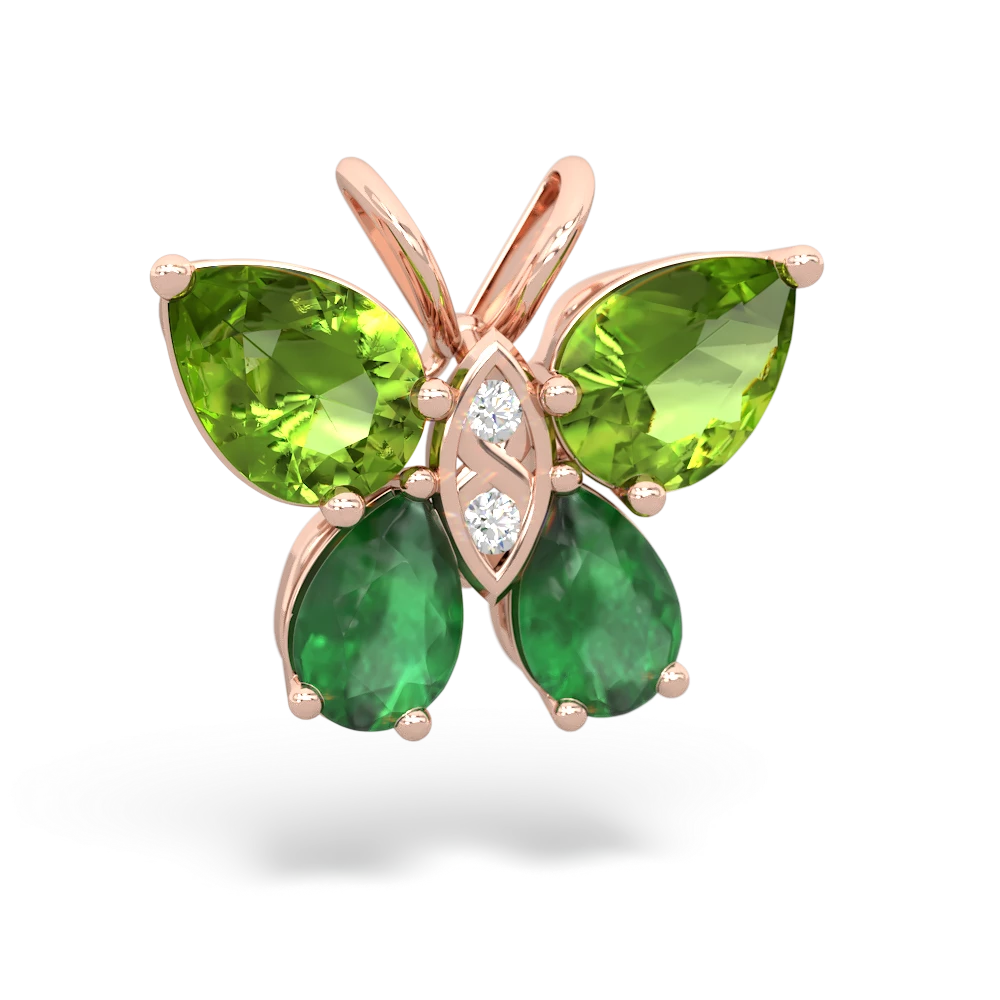 Peridot Butterfly 14K Rose Gold pendant P2215