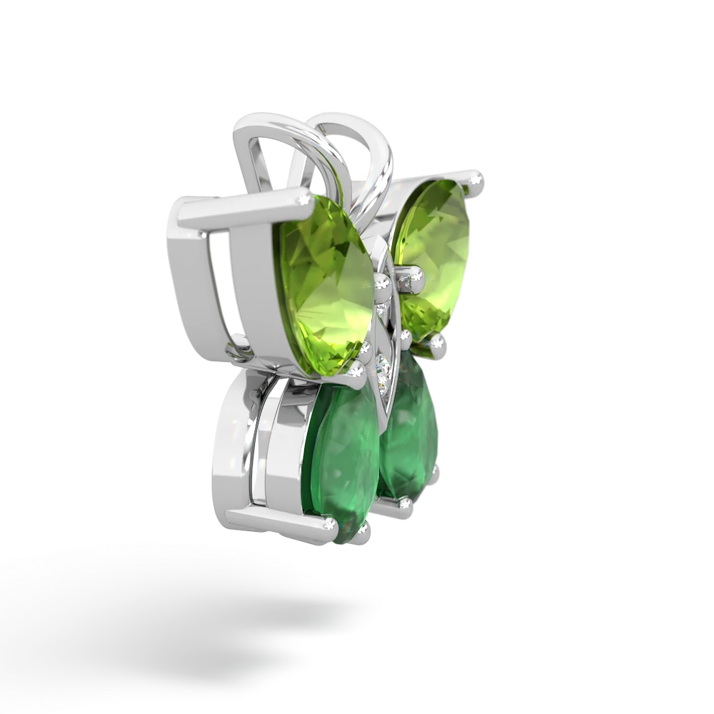 Peridot Butterfly 14K White Gold pendant P2215