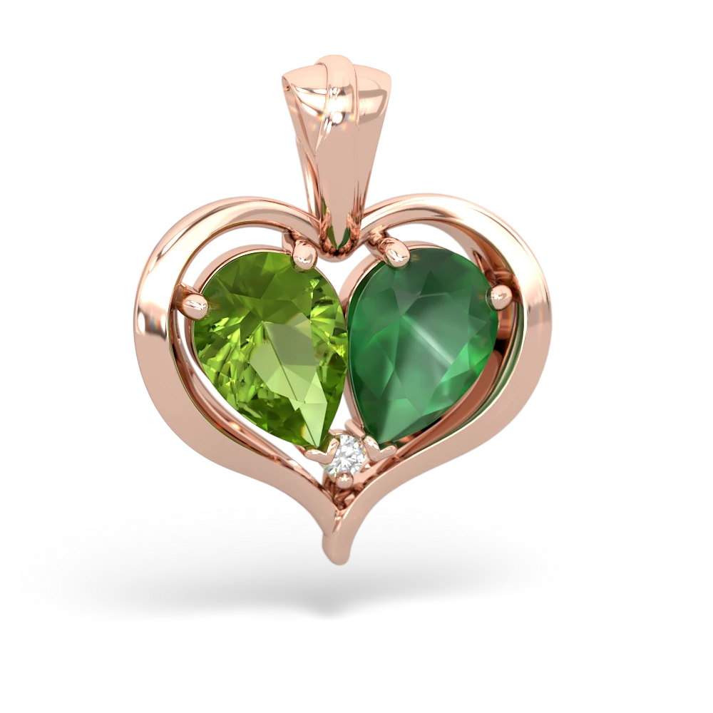 Peridot Two Become One 14K Rose Gold pendant P5330