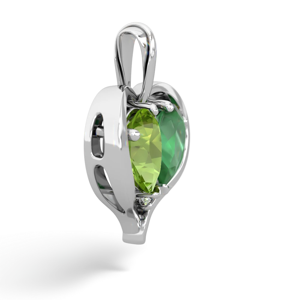 Peridot Two Become One 14K White Gold pendant P5330