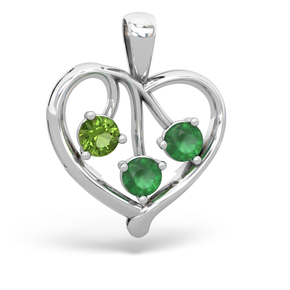 Peridot Glowing Heart 14K White Gold pendant P2233