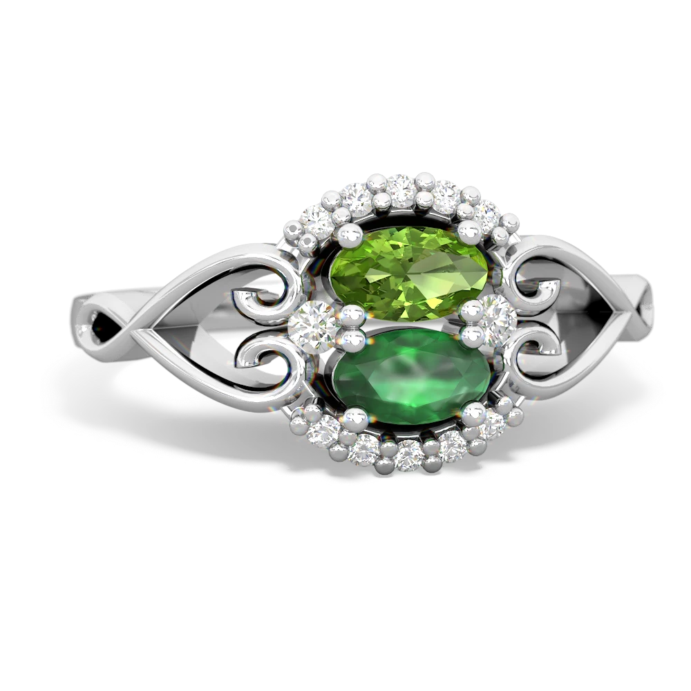 Peridot Love Nest 14K White Gold ring R5860