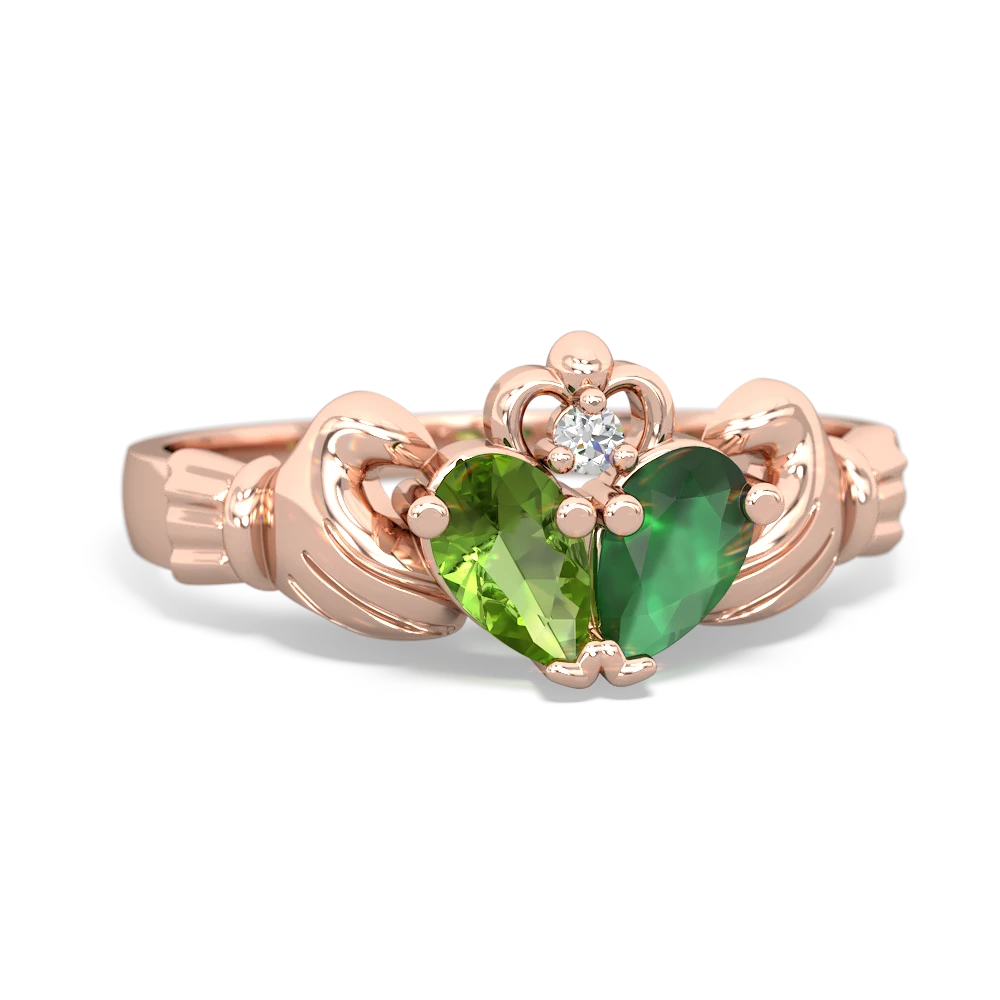 Peridot 'Our Heart' Claddagh 14K Rose Gold ring R2388