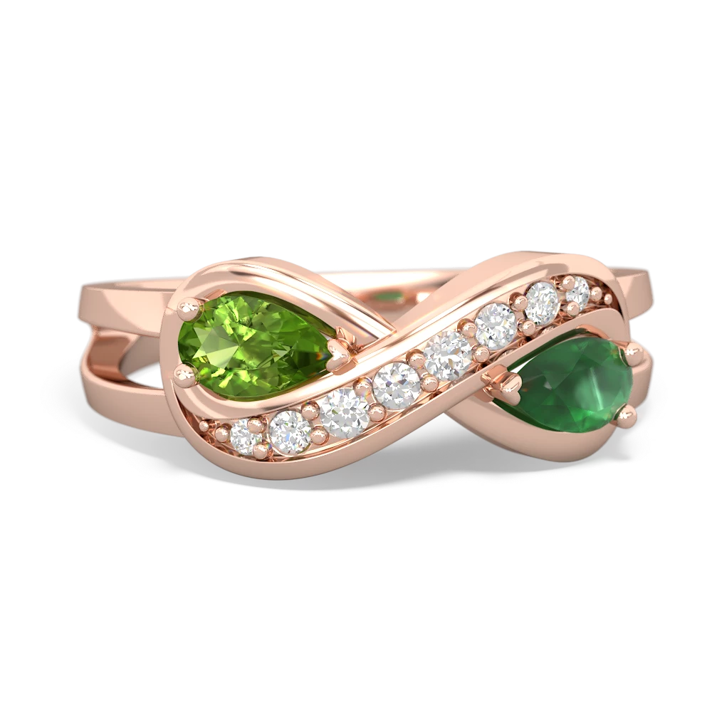 Peridot Diamond Infinity 14K Rose Gold ring R5390