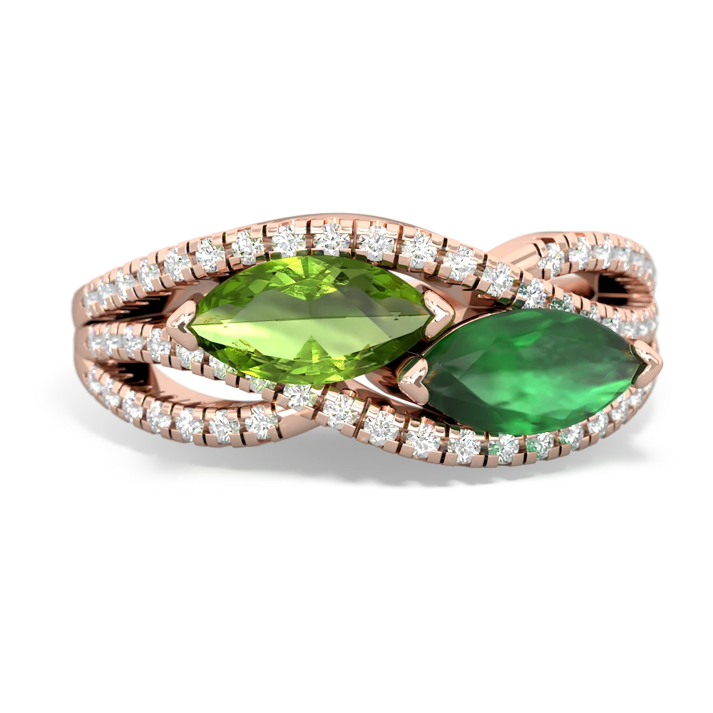 Peridot Diamond Rivers 14K Rose Gold ring R3070