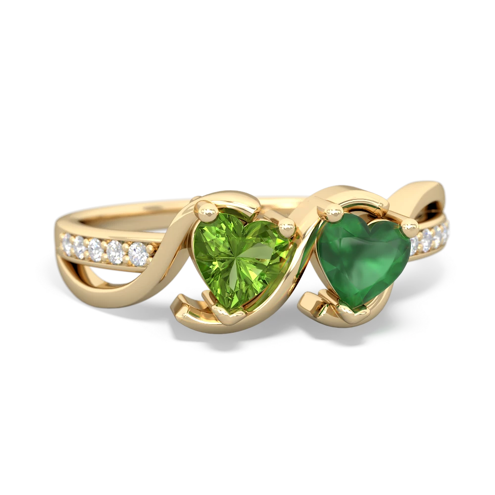 Peridot Side By Side 14K Yellow Gold ring R3090