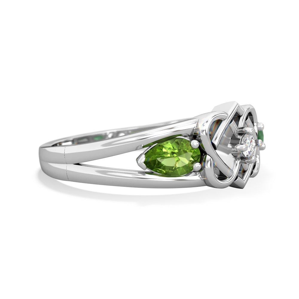 Peridot Hearts Intertwined 14K White Gold ring R5880