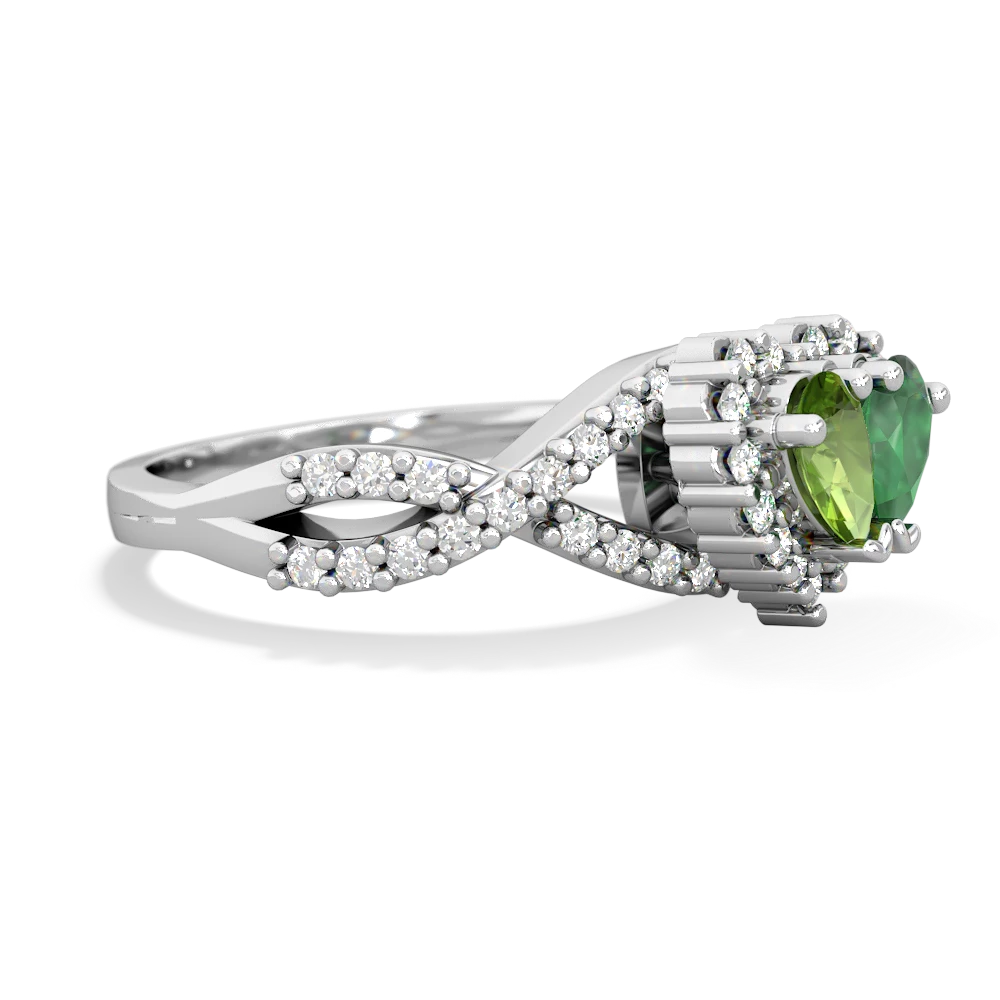 Peridot Diamond Twist 'One Heart' 14K White Gold ring R2640HRT