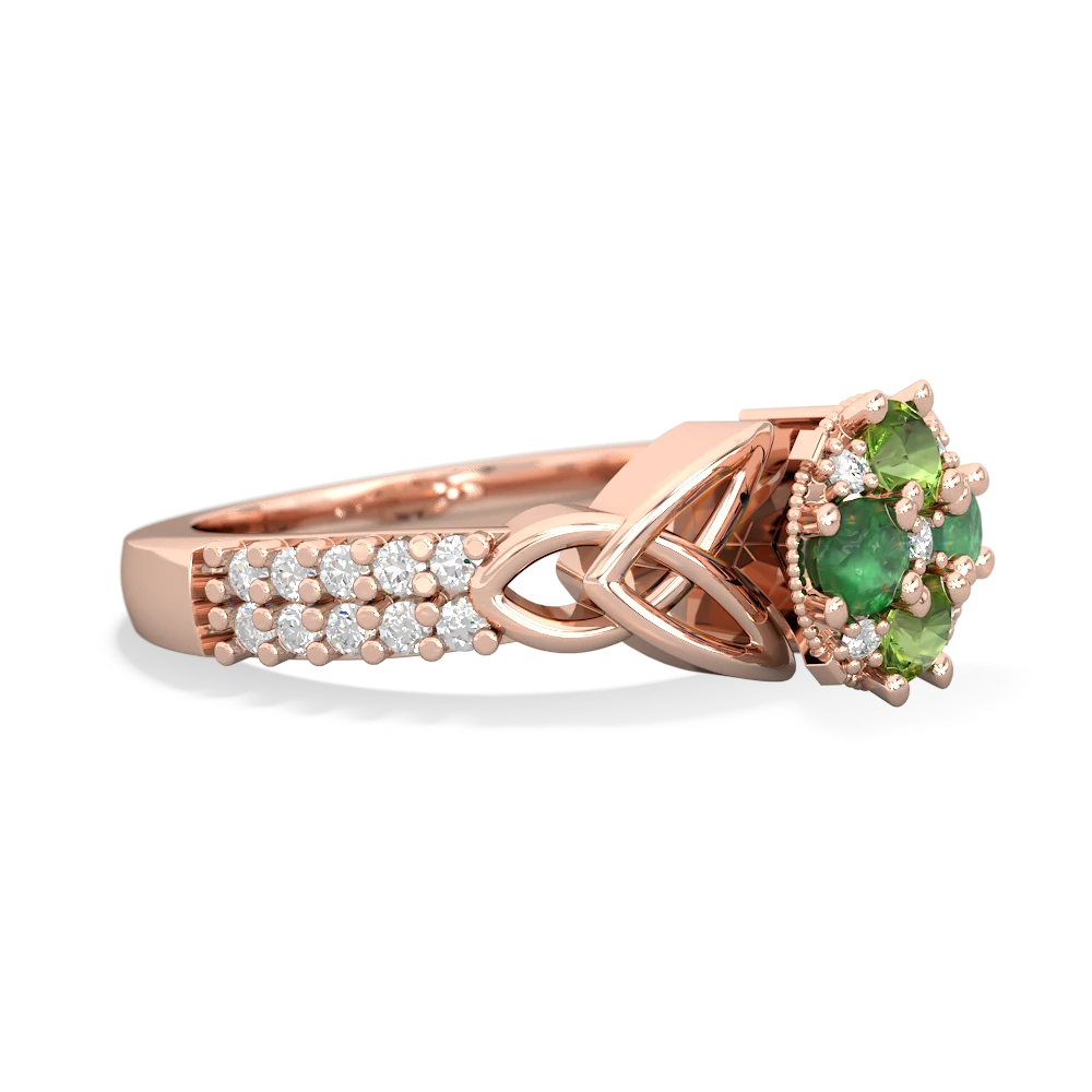 Peridot Celtic Knot Cluster Engagement 14K Rose Gold ring R26443RD