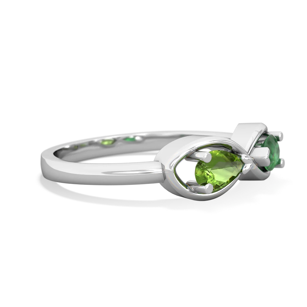 Peridot Infinity 14K White Gold ring R5050