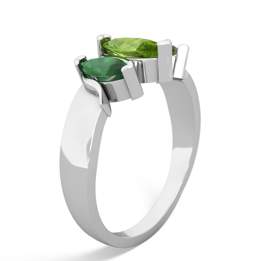 Peridot Three Peeks 14K White Gold ring R2433