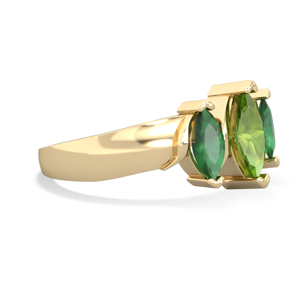 Peridot Three Peeks 14K Yellow Gold ring R2433