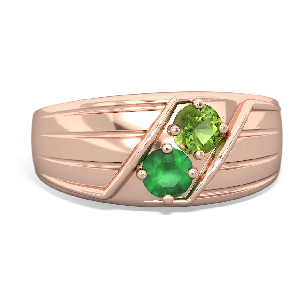 Peridot Men's Streamline 14K Rose Gold ring R0460