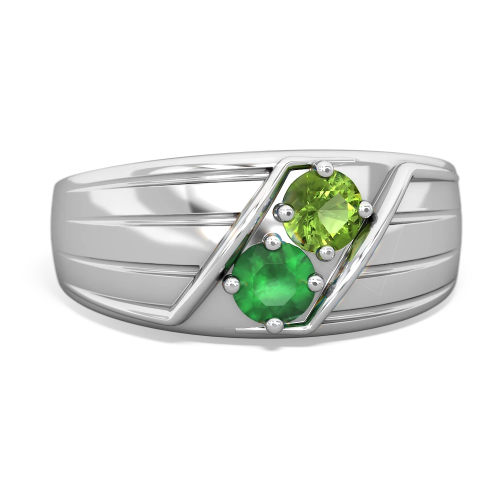 Peridot Men's Streamline 14K White Gold ring R0460