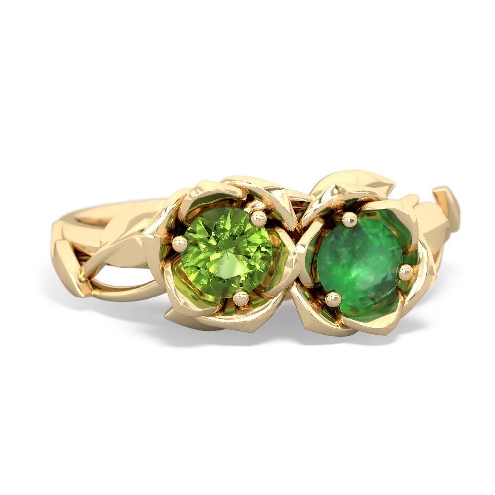 Peridot Rose Garden 14K Yellow Gold ring R5510